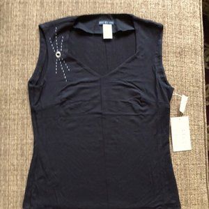 Black Sleeveless Top with Silver Gromet